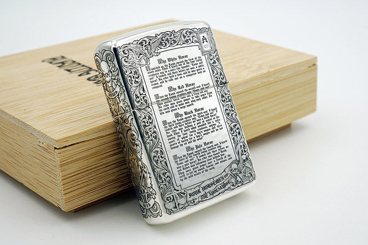 Zippo Armor Sterling Silver Lighter – 3D Deep Engraved "Four Horsemen of the Apocalypse" Limited Edition