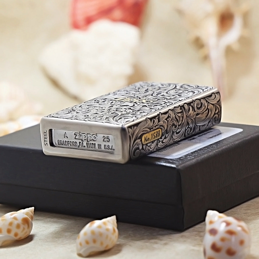 Zippo Slim Two-Tone Arabesque Engraved DS353