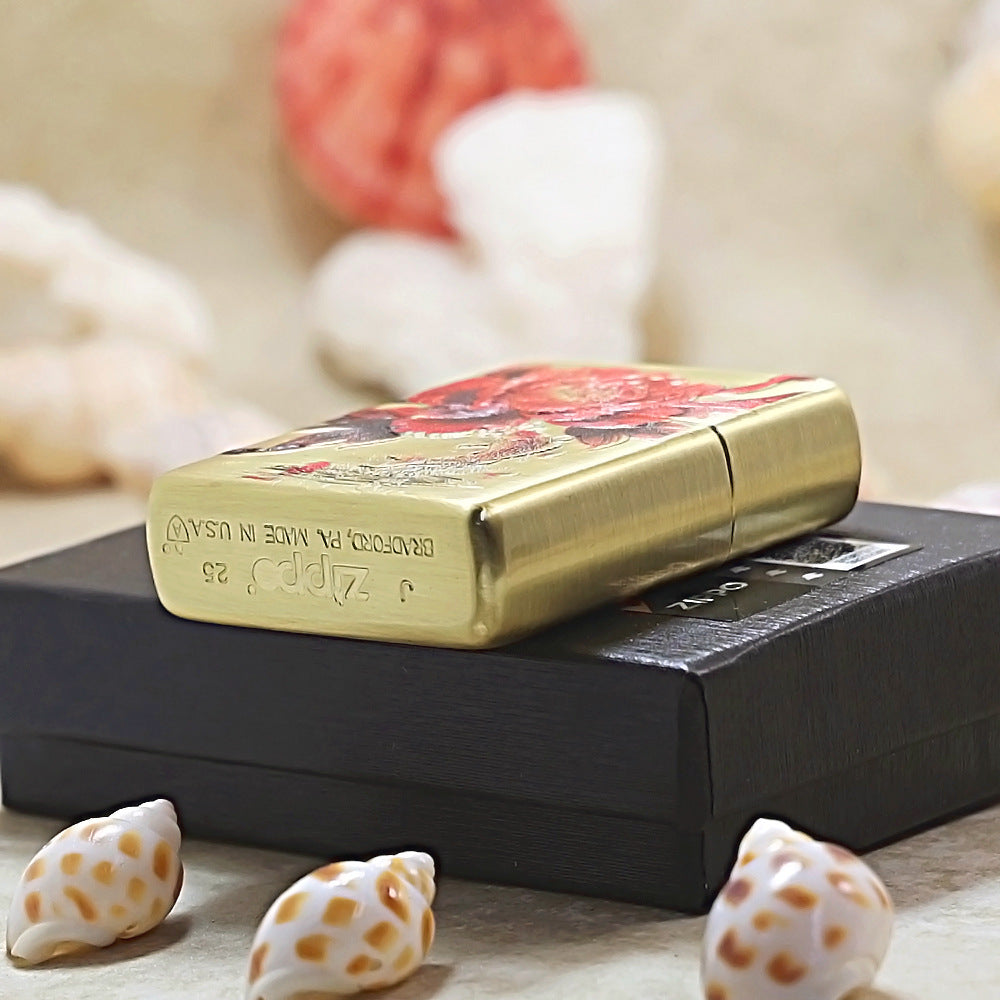 Zippo Armor 3D Engraved Peony & Koi Fish Edition 162-DS400