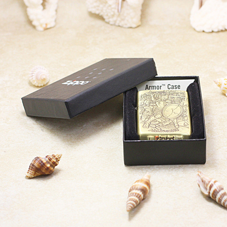 Zippo Vintage Bronze Intricate Engraved 3D Amazon Warrior 3d-embossed - CC120