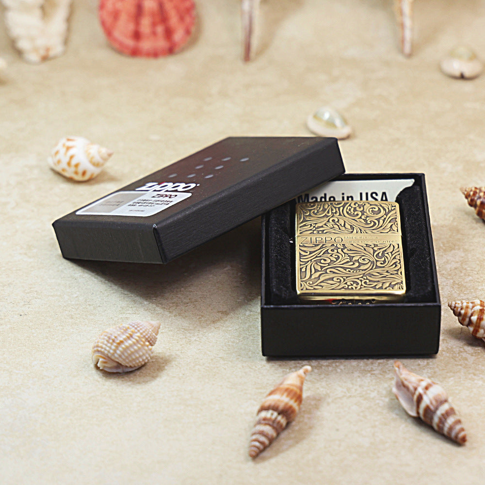 Zippo Antique Brass 'Full Cover Floral Scrollwork' - CC30