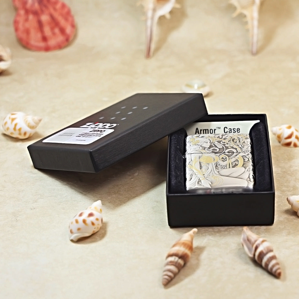 Zippo Antique Silver Two-Tone 'Butterfly & Beauty under Tang Blossoms' Series 162-DS05