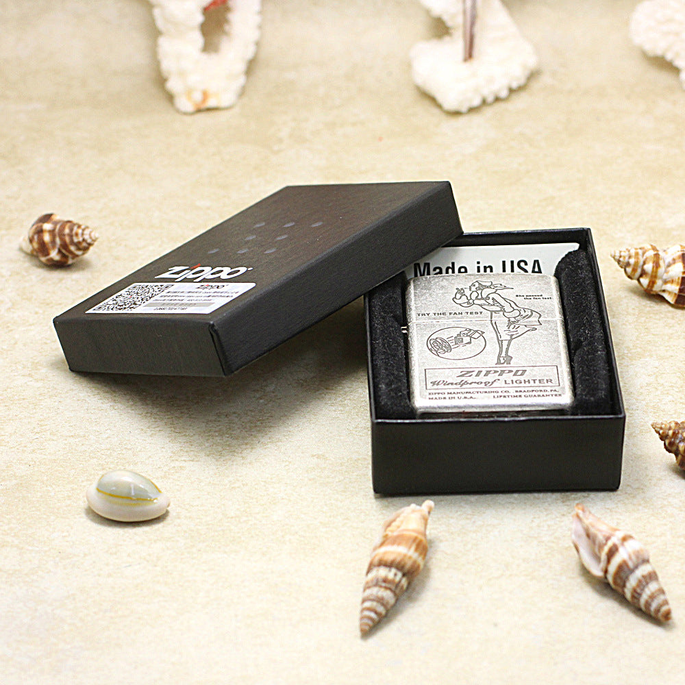 Zippo Antique Silver 'Windy Girl - Fan Test' Figure Series - DS148