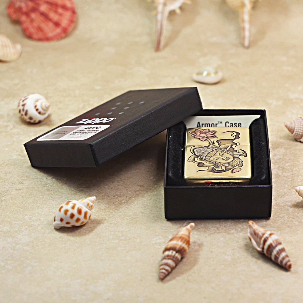 Zippo Armor Antique Brass Sleeping Bodhisattva - CC68