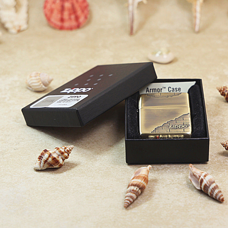 Zippo Armor Antique Brass with 'Breaking Wall' Engraving - JP41