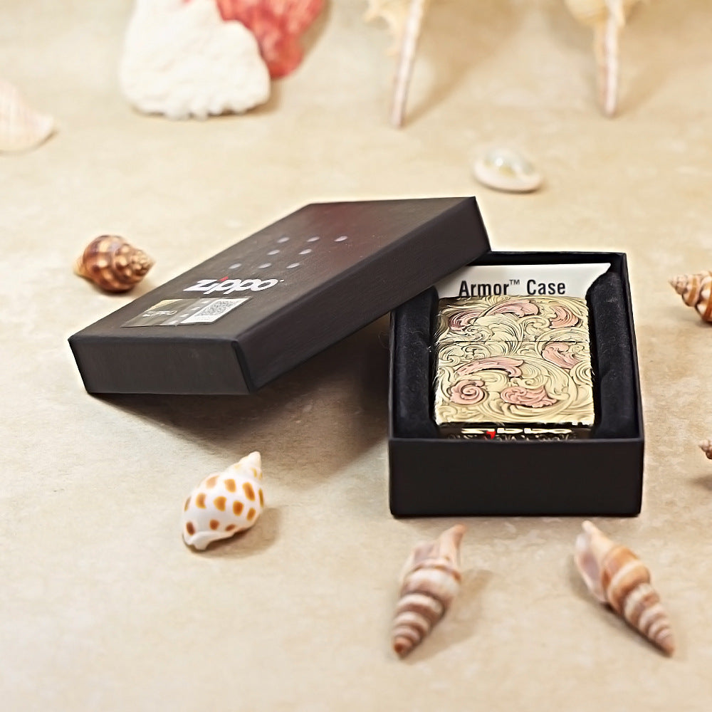 Zippo Armor High Polish Brass Cyclone Scrollwork - CC46