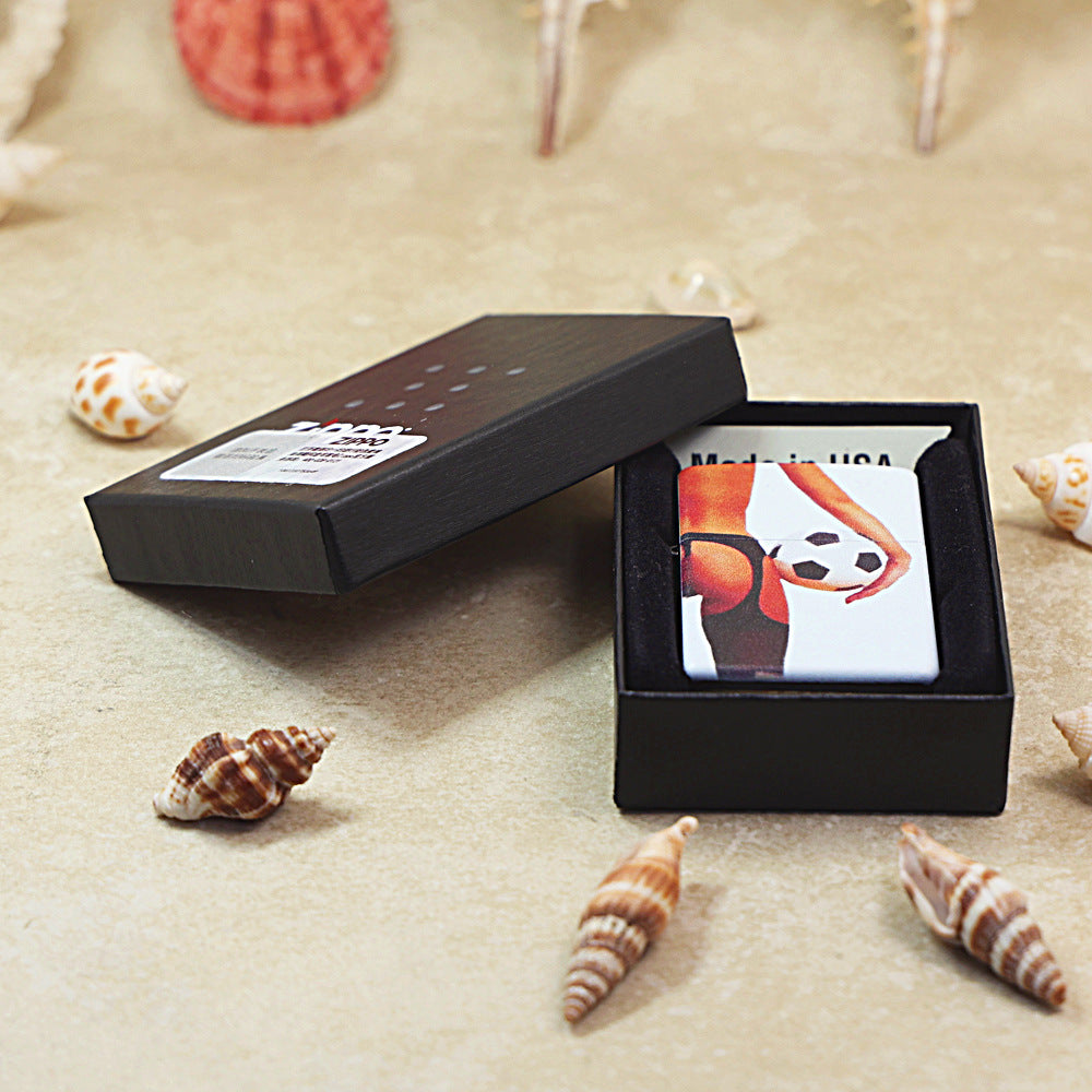 Zippo Black Matte Color Printed Soccer Pin-Up Girl - CS26