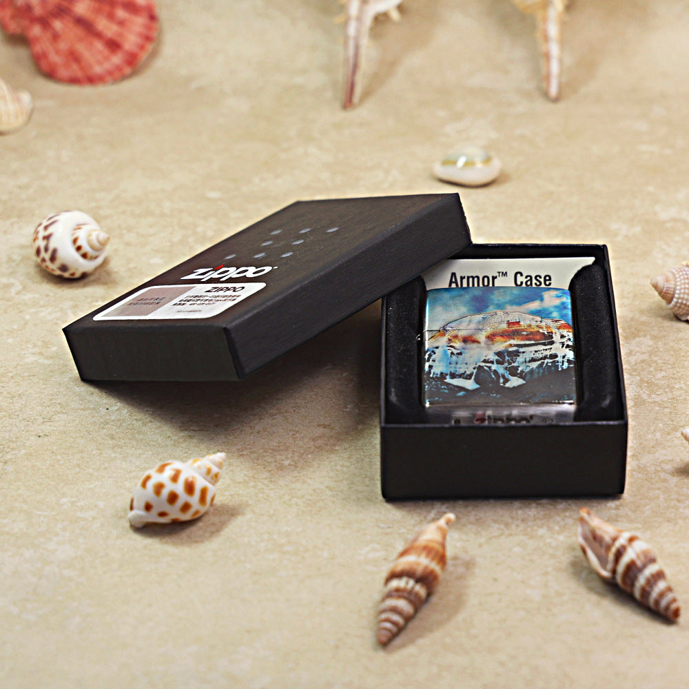 Zippo Brushed Chrome Color Printed Mount Kailash Snow Peak - CS24
