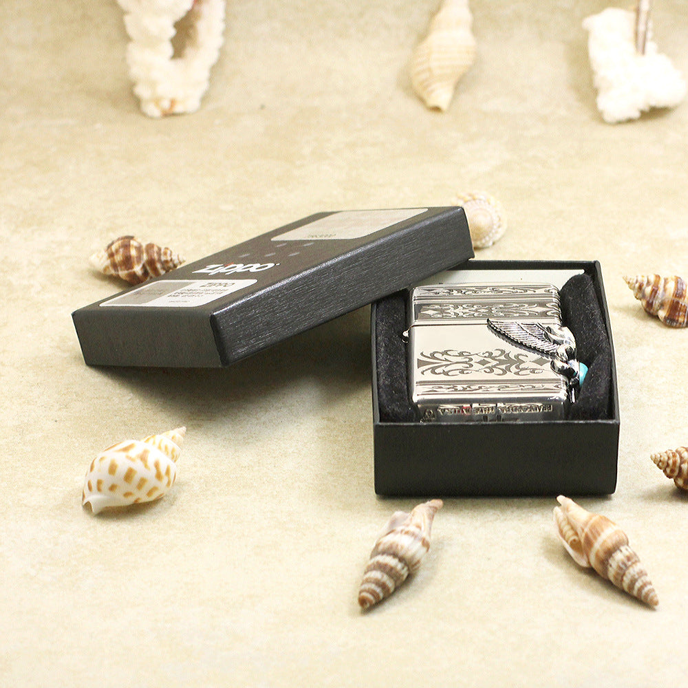 Zippo Heavy Metal Side Eagle Wing with Turquoise - JP23