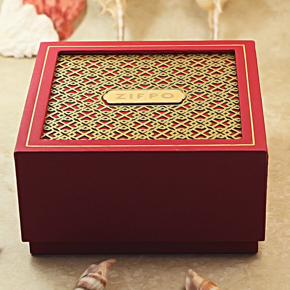 Zippo Heavy Relief Gold Enamel Prosperity Mahjong Tile Case - CM22