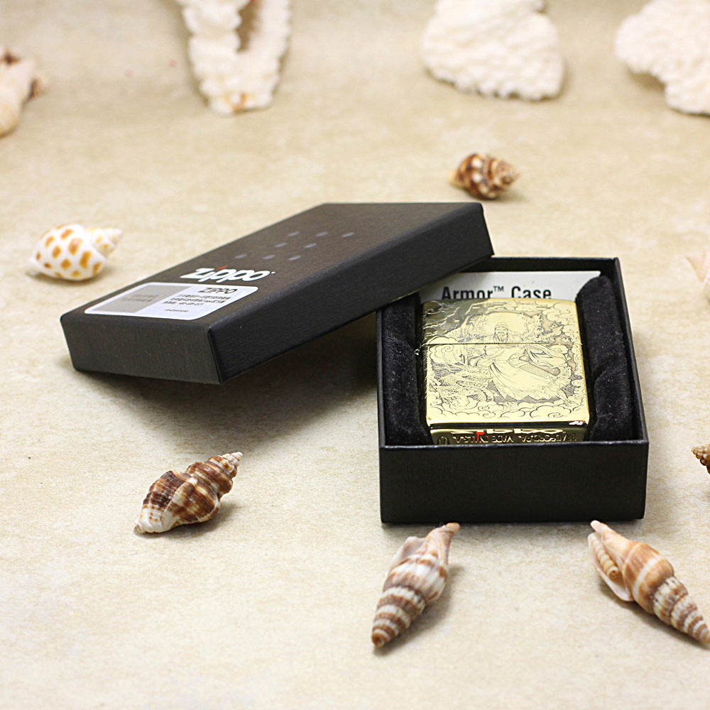 Zippo High Polish Brass Deep Engraved God of War Guan Yu - CC127