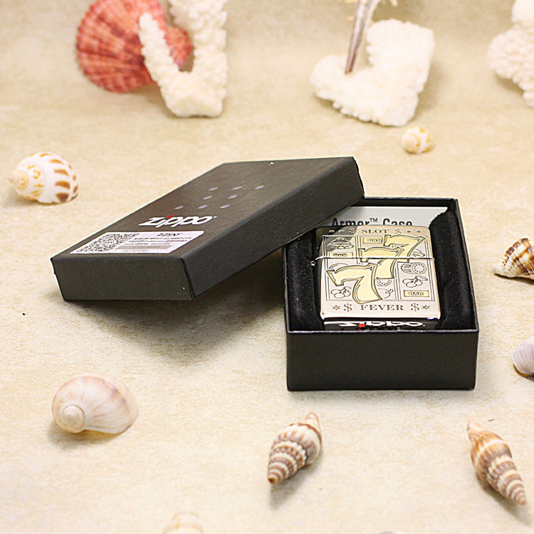 Zippo Premium Shine Steel Intricate Chiseled Lucky Slot Fever 777 - SC23