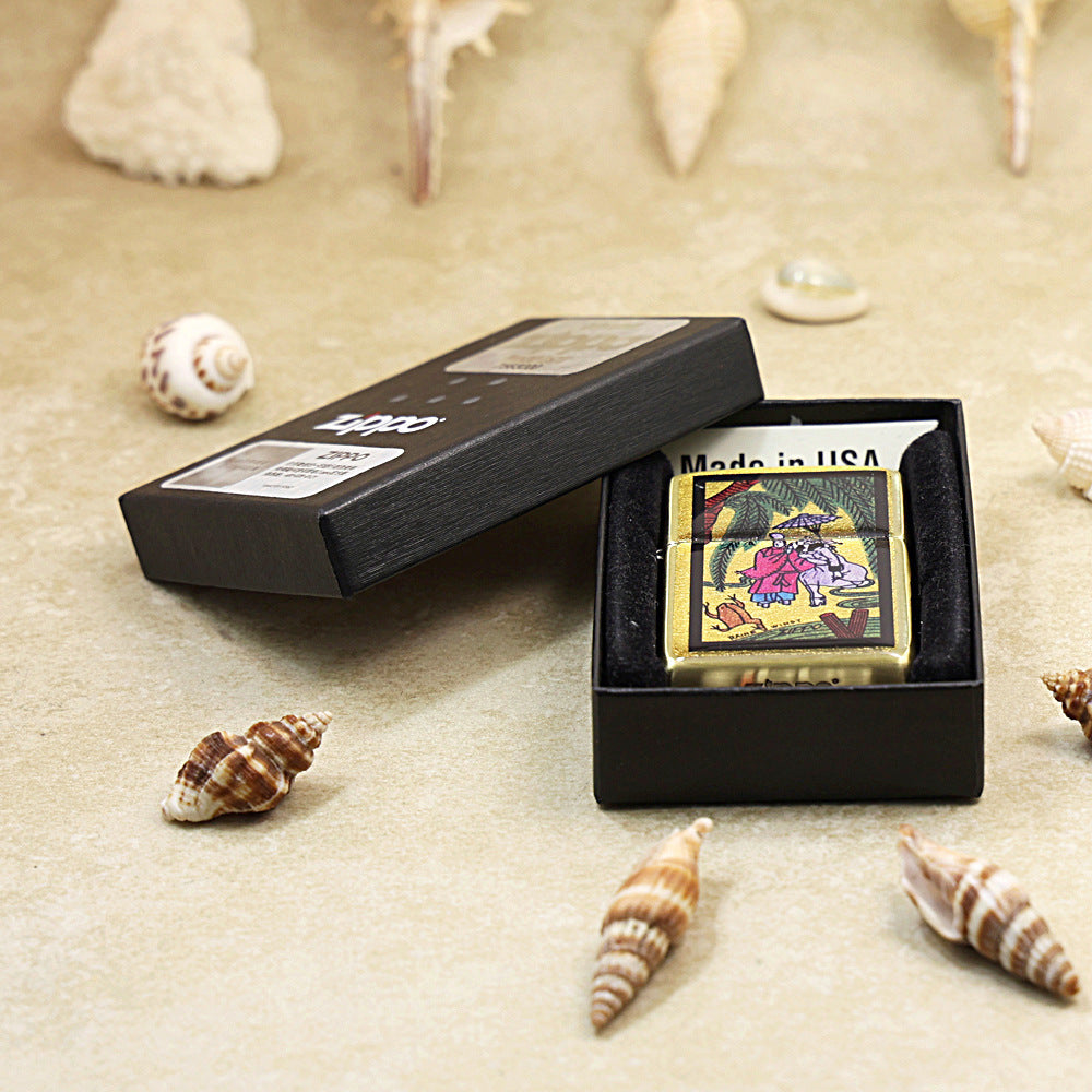 Zippo 'Rainy Windy' Gold Plate - Figure Series - JP56