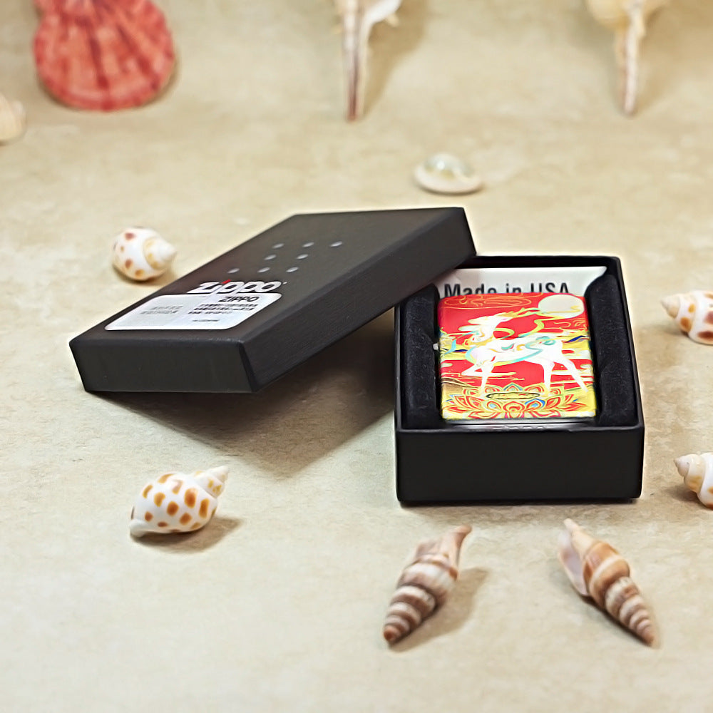 Zippo Red Color Printed Nine-Colored Divine Deer and Moon - CS21