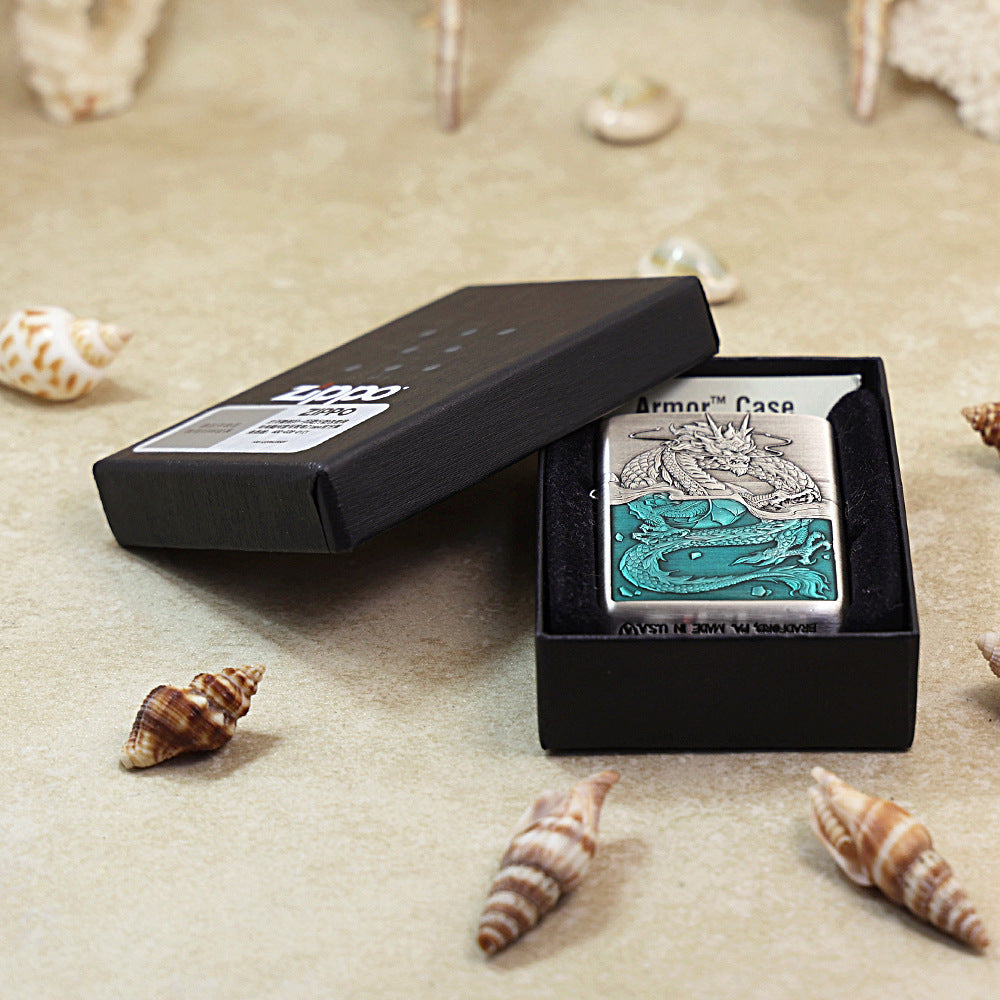 Zippo 'Silver-Plated Flood Dragon Into the Sea' 162-DS56