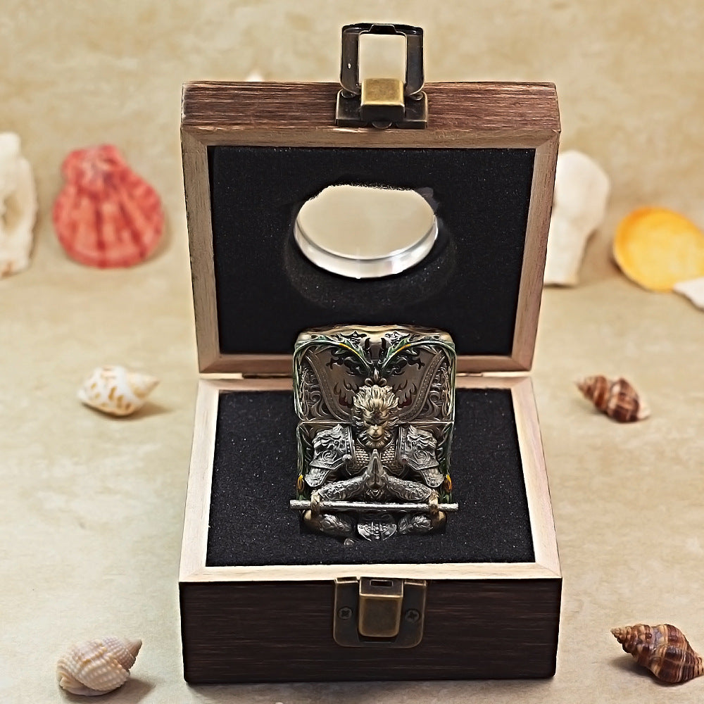 Zippo Antique Brass Luminous Sun Wukong Fighting Buddha Shell Case - CM92