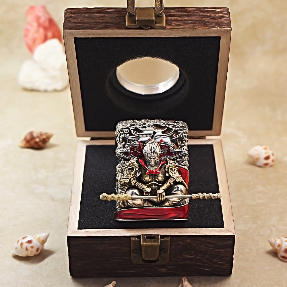Zippo Antique Silver Havoc in Heaven Sun Wukong Shell Case - CM90