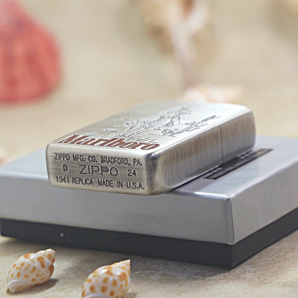 Zippo Smoked Silver Marlboro Gunslinger Lighter - MC22