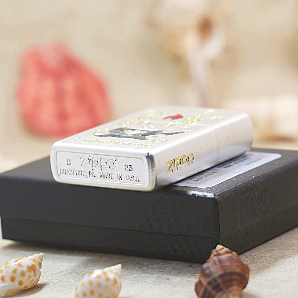 Zippo Brushed Smoked Chrome 'Lucky Dragon Bringing Wealth' Deep Carve - DS143