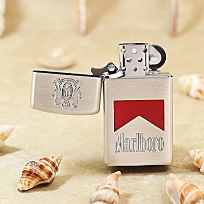 Antique Silver Marlboro Slim Lighter – Double-Sided Edition - MC01