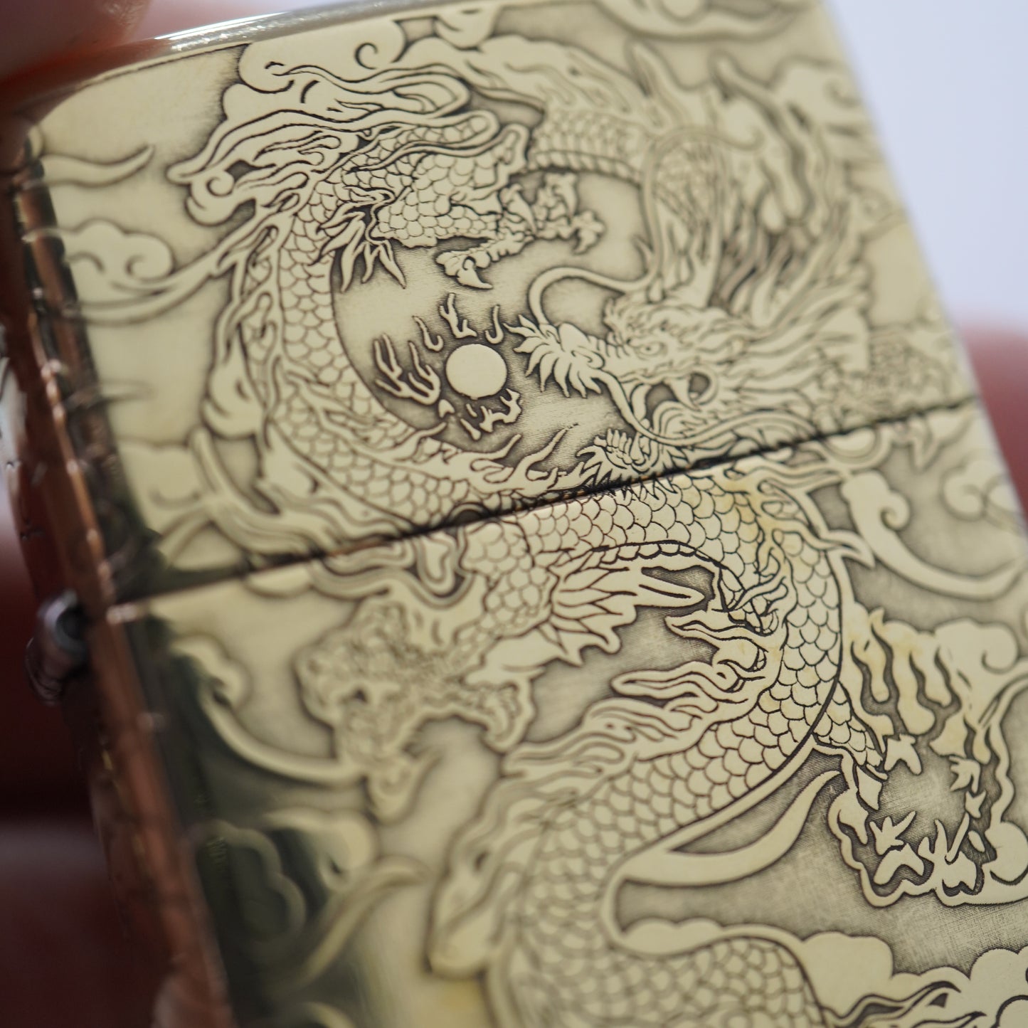 Zippo Engraved Dragon Solid Brass Armor Deep Carved 5-Sided -CC165