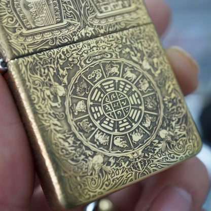 Zippo Armor Antique Brass Nine Palaces Eight Trigrams - CC100