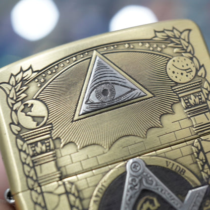 Zippo Armor Antique Brass 'Masonic All-Seeing Eye' - CC11