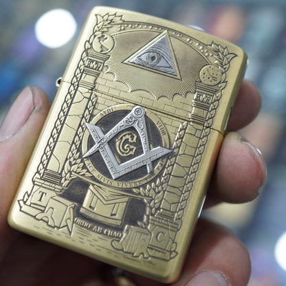 Zippo Armor Antique Brass 'Masonic All-Seeing Eye' - CC11