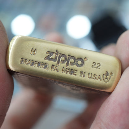 Zippo Antique Brass Deep Carved Honeycomb Half Skull - CC155