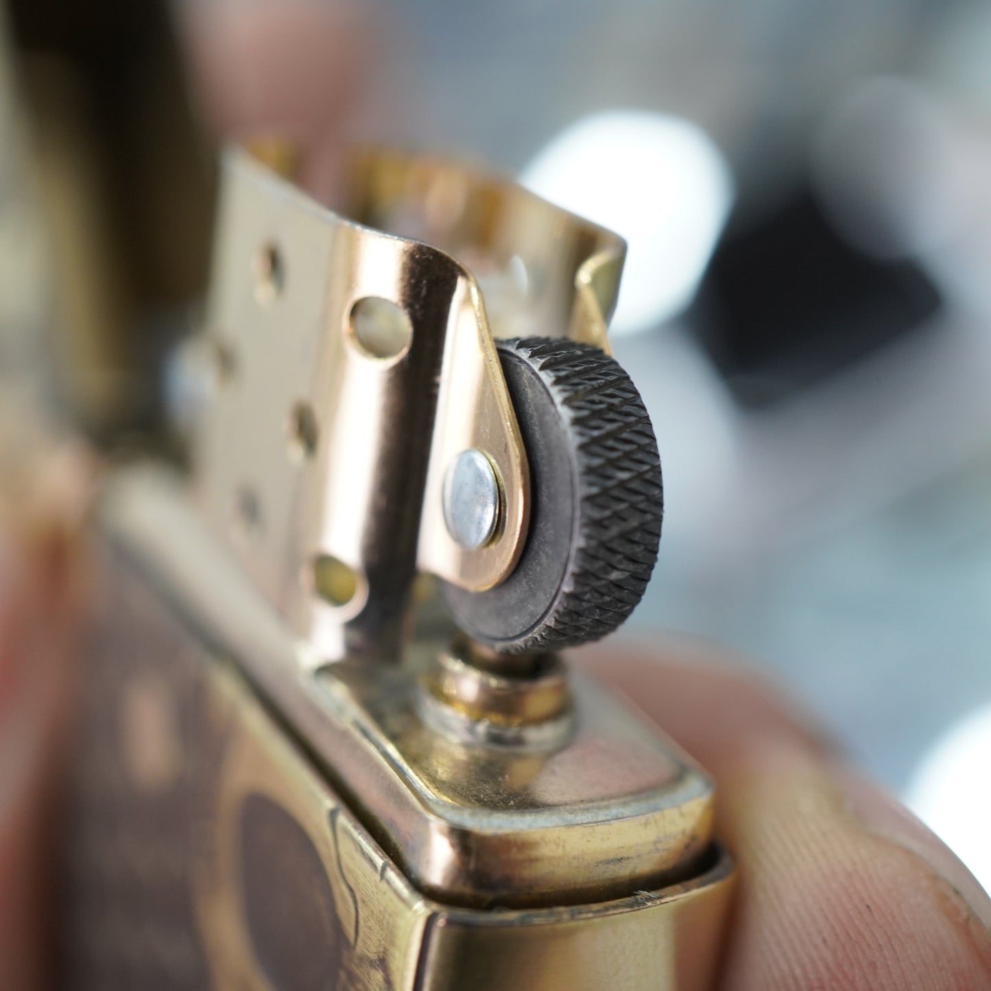 Zippo Antique Brass Deep Carved Honeycomb Half Skull - CC155