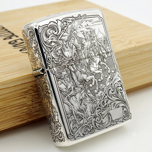 Zippo Armor Sterling Silver Lighter – 3D Deep Engraved "Four Horsemen of the Apocalypse" Limited Edition