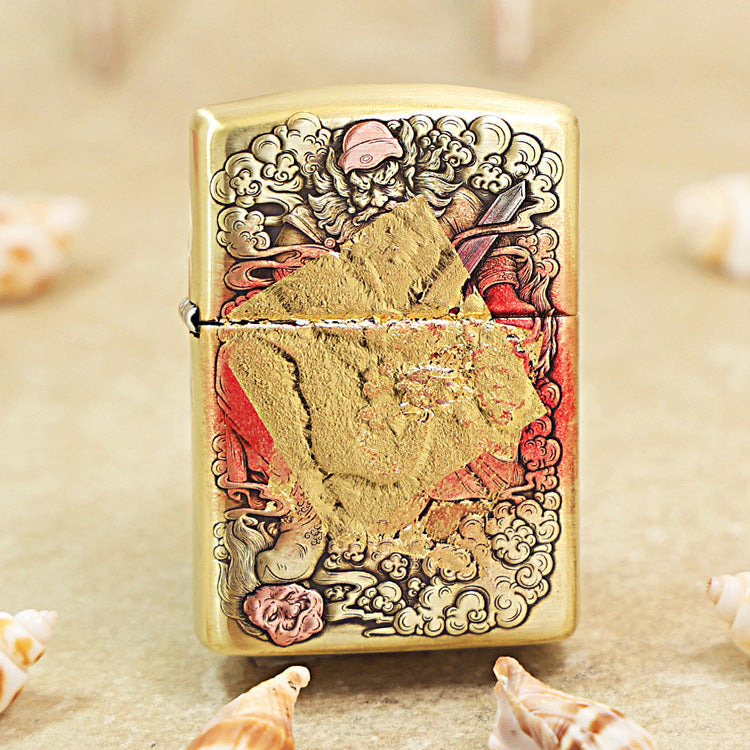 Zippo Gold-Plated High-Relief Zhong Kui Carving 168-DS444