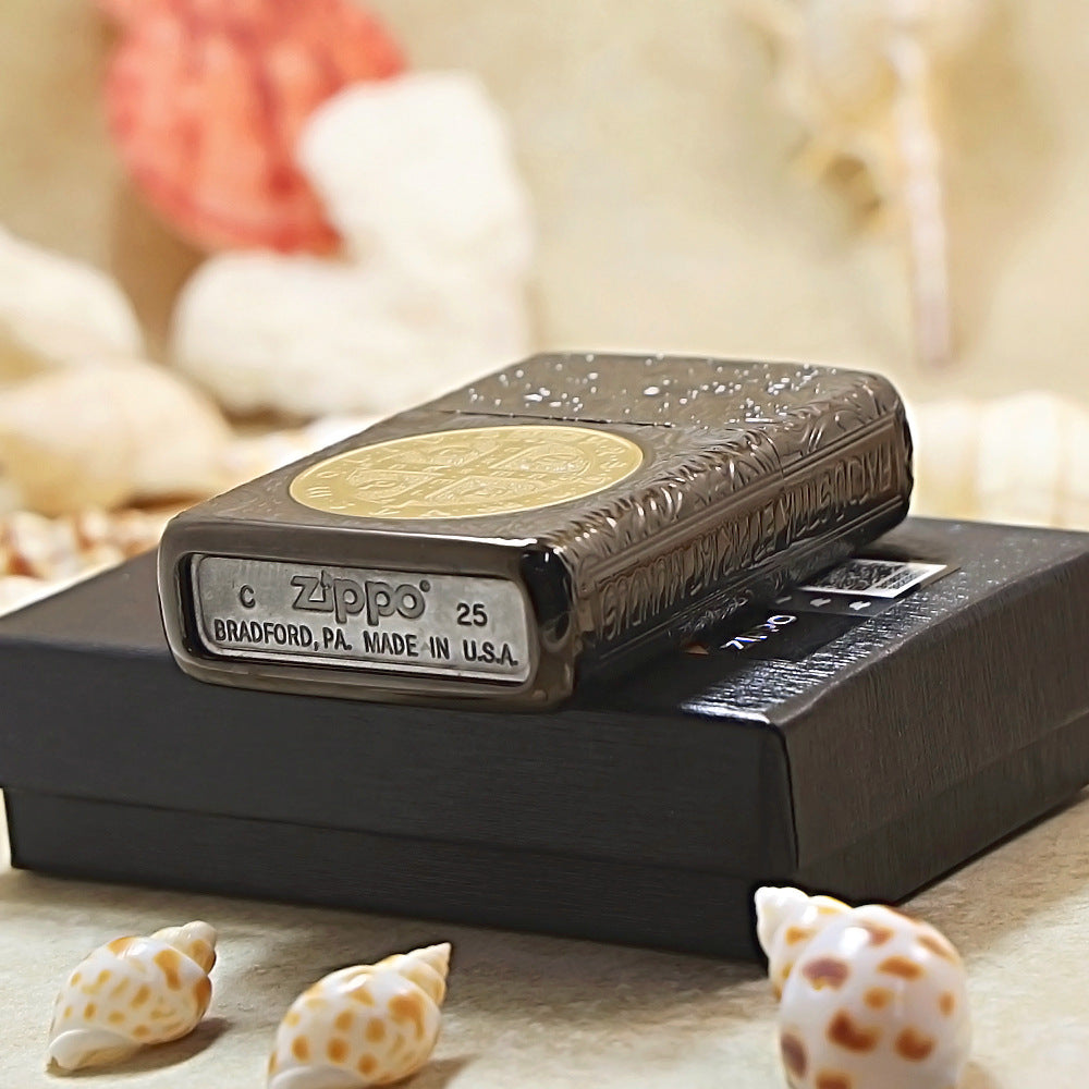 Zippo 3D Carving Gold-Plated Saint Benedict Seal 205-DS315