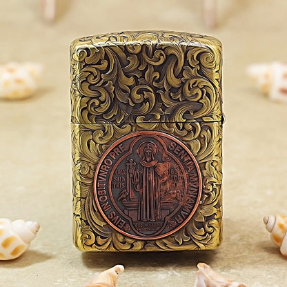 Zippo Armor Lighter – Constantine Engraved & Vintage Tangcao Floral Scroll 162-DS262