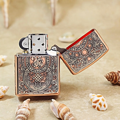 Zippo Red Copper 3D Carved Pixiu Pattern 205-DS355