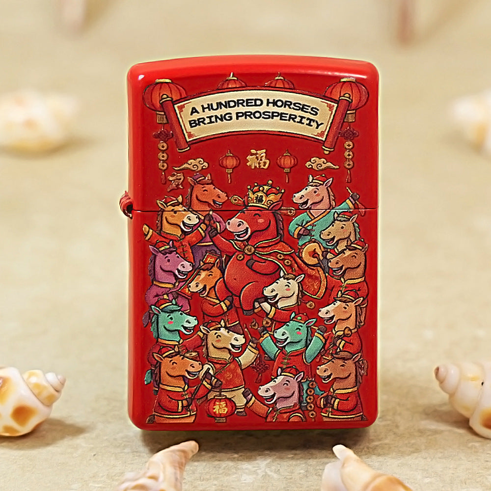 Zippo Red 'Galloping Horses Bringing Fortune' 205-DS474