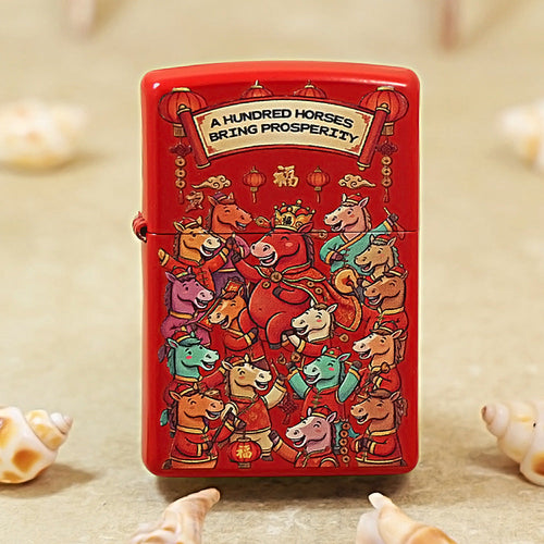 Zippo Red 'Galloping Horses Bringing Fortune' 205-DS474