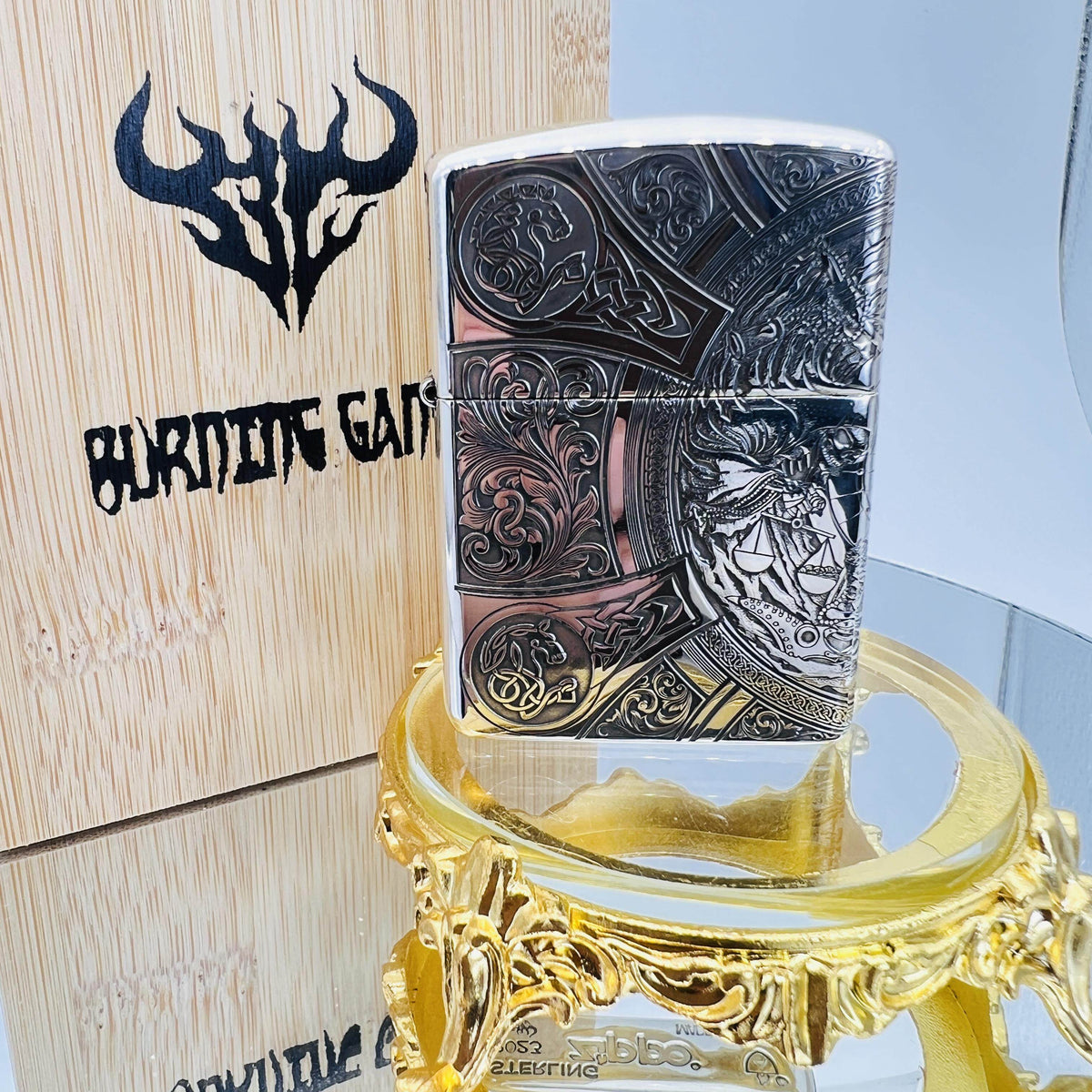 Zippo Armor Sterling Silver Lighter – Hand-Engraved Apocalypse Mythos