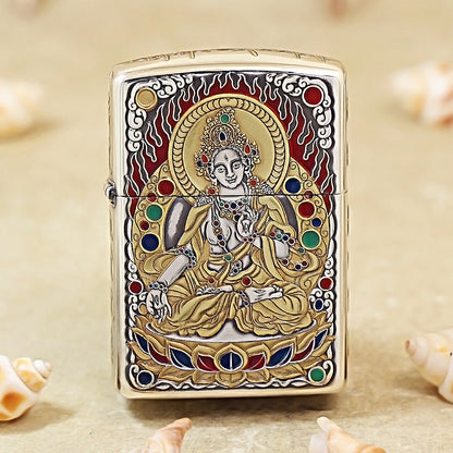 Zippo Silver-Plated 5-Sided Engraved White Tara 162-DS253