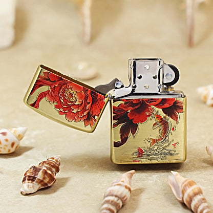 Zippo Armor 3D Engraved Peony & Koi Fish Edition 162-DS400