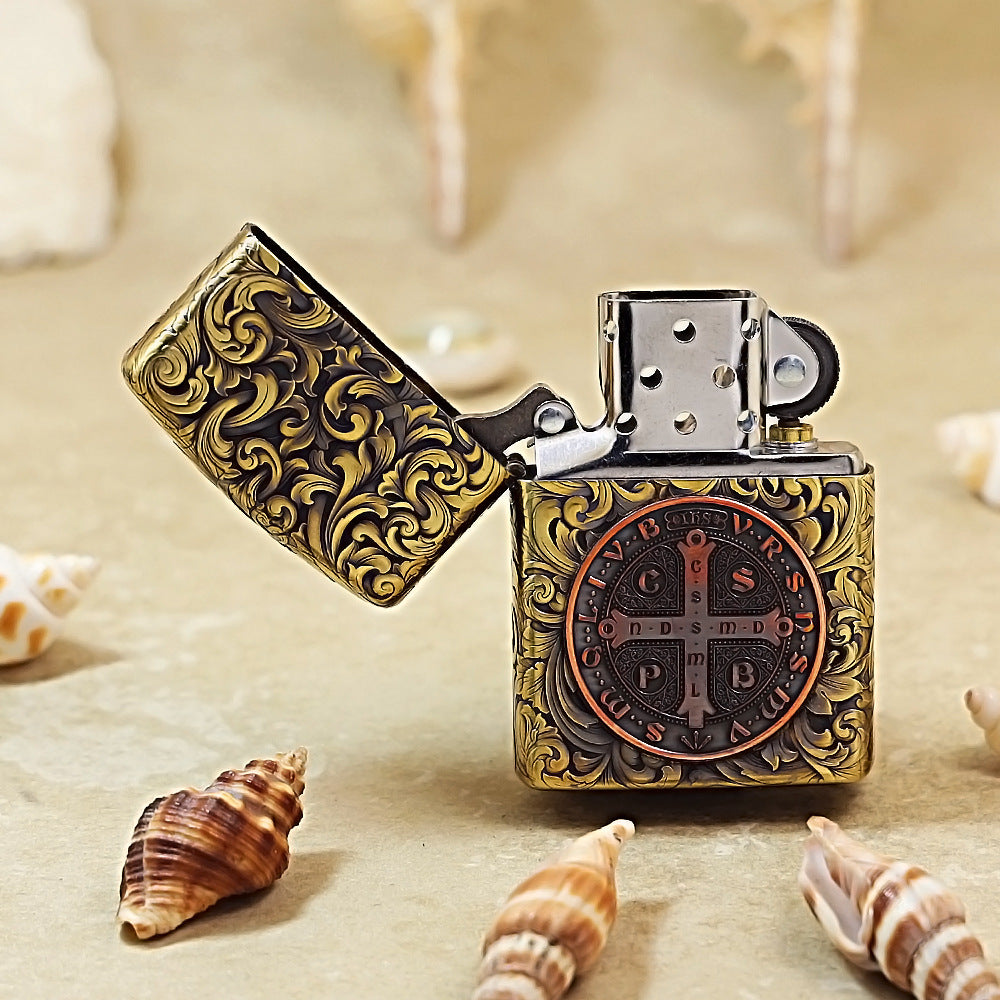Zippo Armor Lighter – Constantine Engraved & Vintage Tangcao Floral Scroll 162-DS262