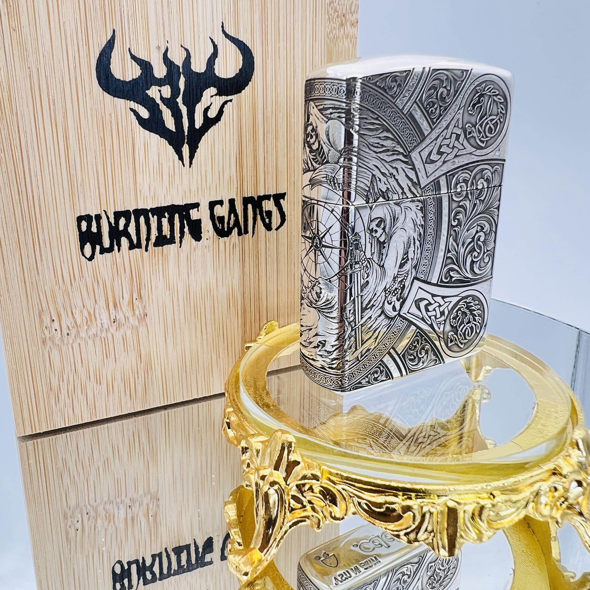 Zippo Armor Sterling Silver Lighter – Hand-Engraved Apocalypse Mythos