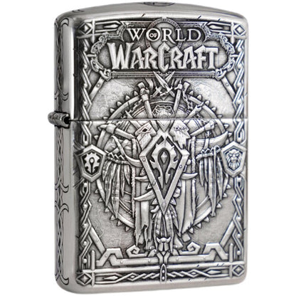 Zippo Armor Sterling Silver World of Warcraft (WoW) Lighter - 5-Sided Handcrafted Deep Carved Relief
