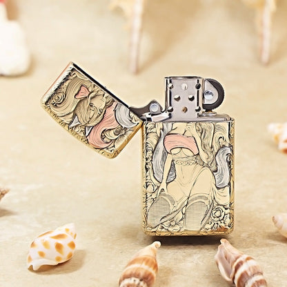 Zippo Slim 3D Relief Nine-Tailed Fox & Beauty DS367
