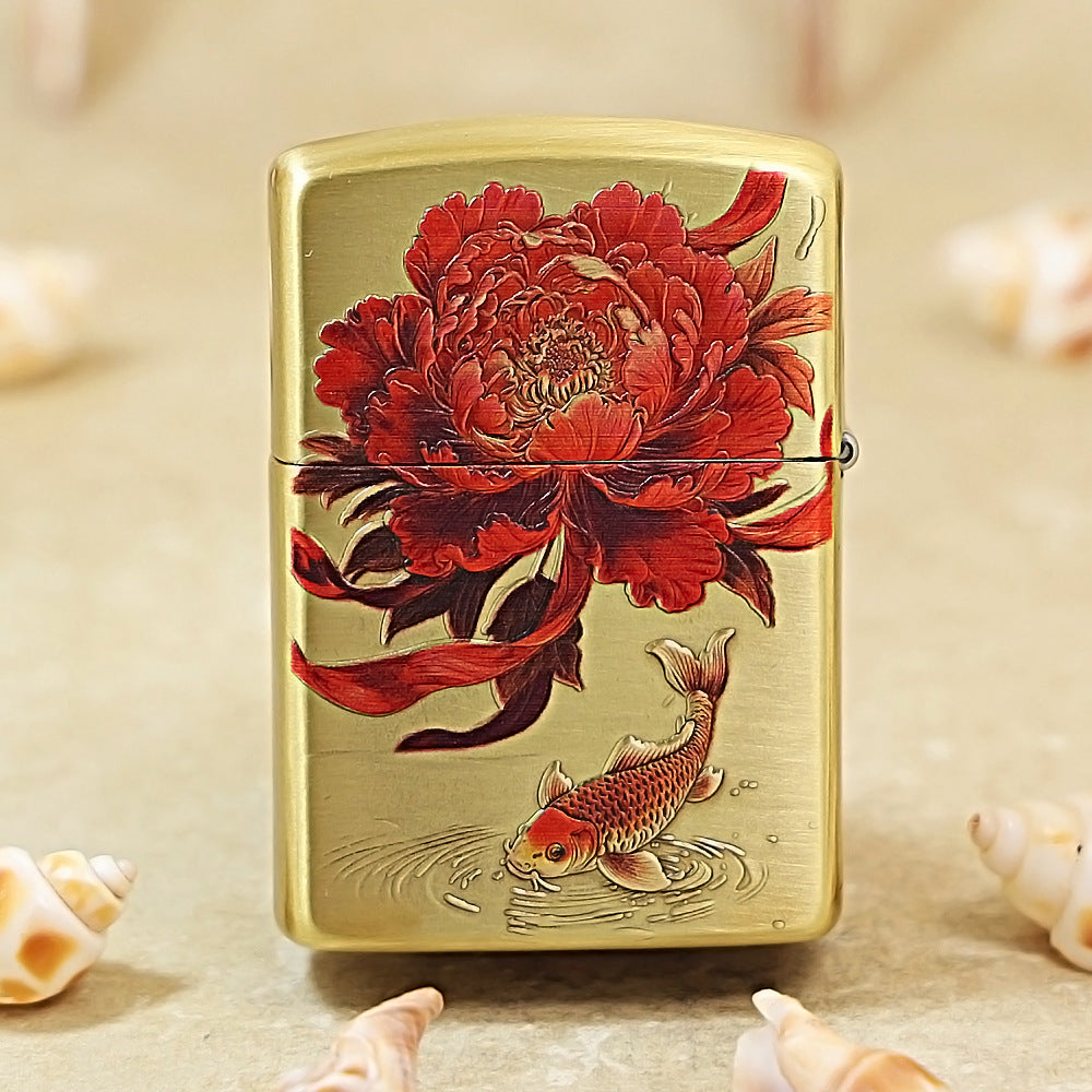 Zippo Armor 3D Engraved Peony & Koi Fish Edition 162-DS400