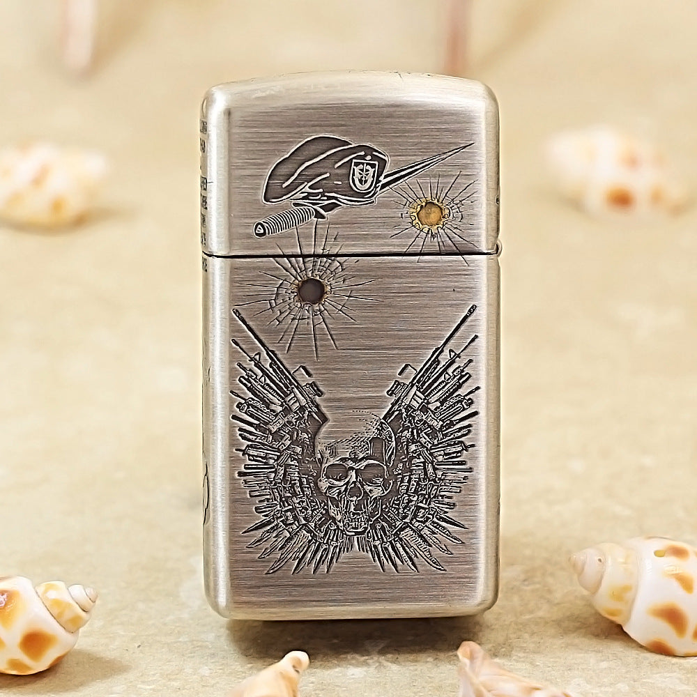 Zippo Antique Silver 3D Relief 'The Expendables' DS361