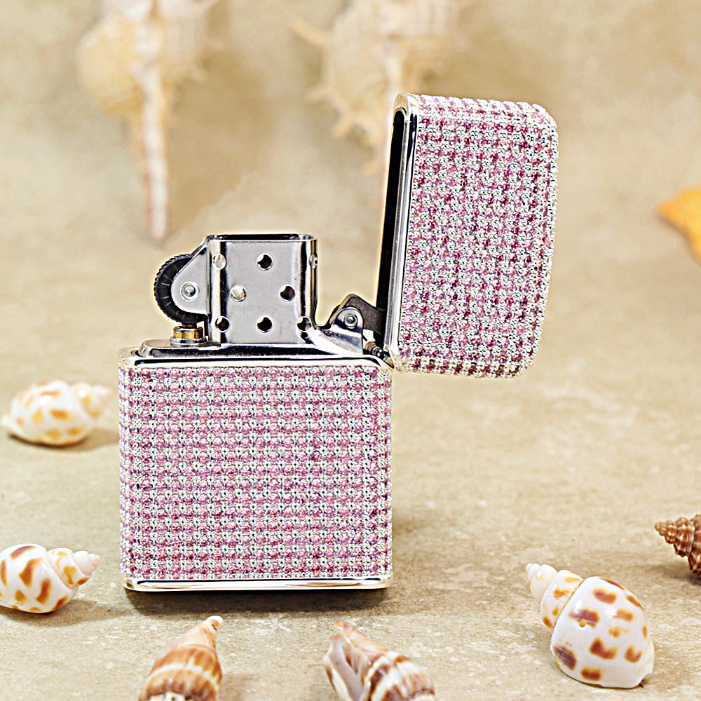 Zippo Pink Crystal-Studded with Feng Shui Coin 205-DS338