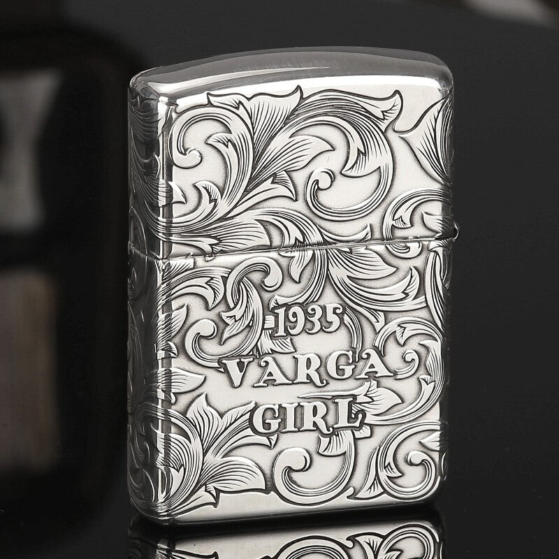 Zippo Armor Sterling Silver Lighter - Deep Carved Windy & Tanggrass Edition