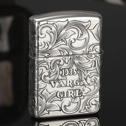 Zippo Armor Sterling Silver Lighter - Deep Carved Windy & Tanggrass Edition