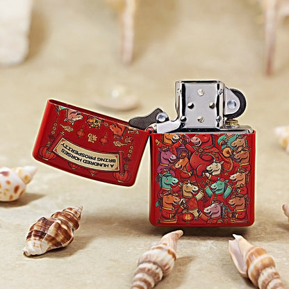 Zippo Red 'Galloping Horses Bringing Fortune' 205-DS474